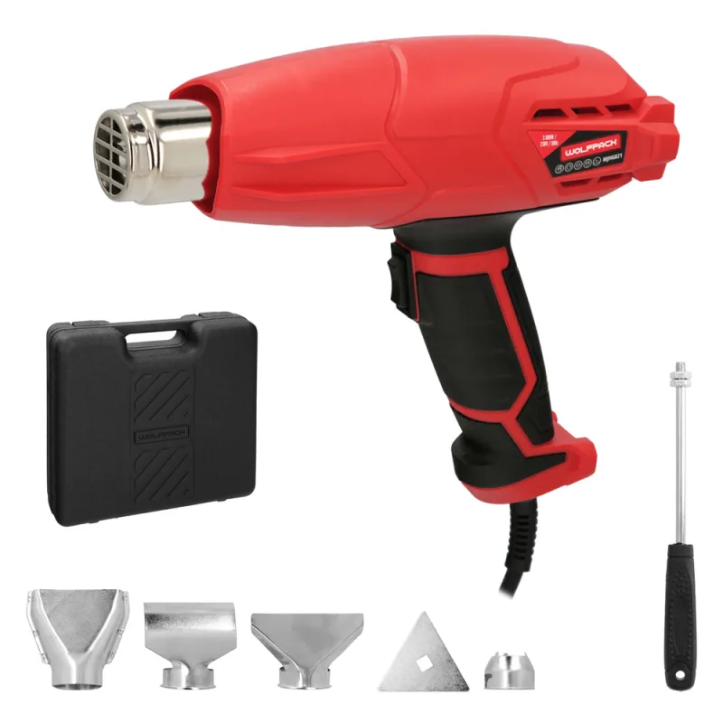 WOLFPACK LINEA PROFESIONAL Pistola Aire Caliente 2000 Watt. 2 Potencias Con Accesorios. Decapador, Pistola Decapar Aire Caliente