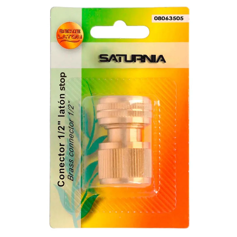 SATURNIA Conector Manguera Con Función STOP Fabricado en Laton 1/2" Hembra, Adaptador Grifo, Conector Grifo A Conector Rapido
