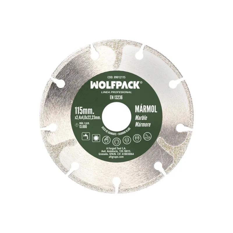 WOLFPACK LINEA PROFESIONAL Disco Diamante Ø 115 mm. Marmol. Filo Especialmente Diamantado