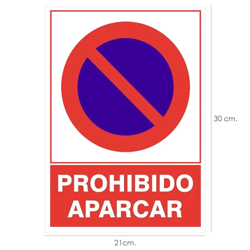 Cartel prohibido aparcar 30x21 cm.