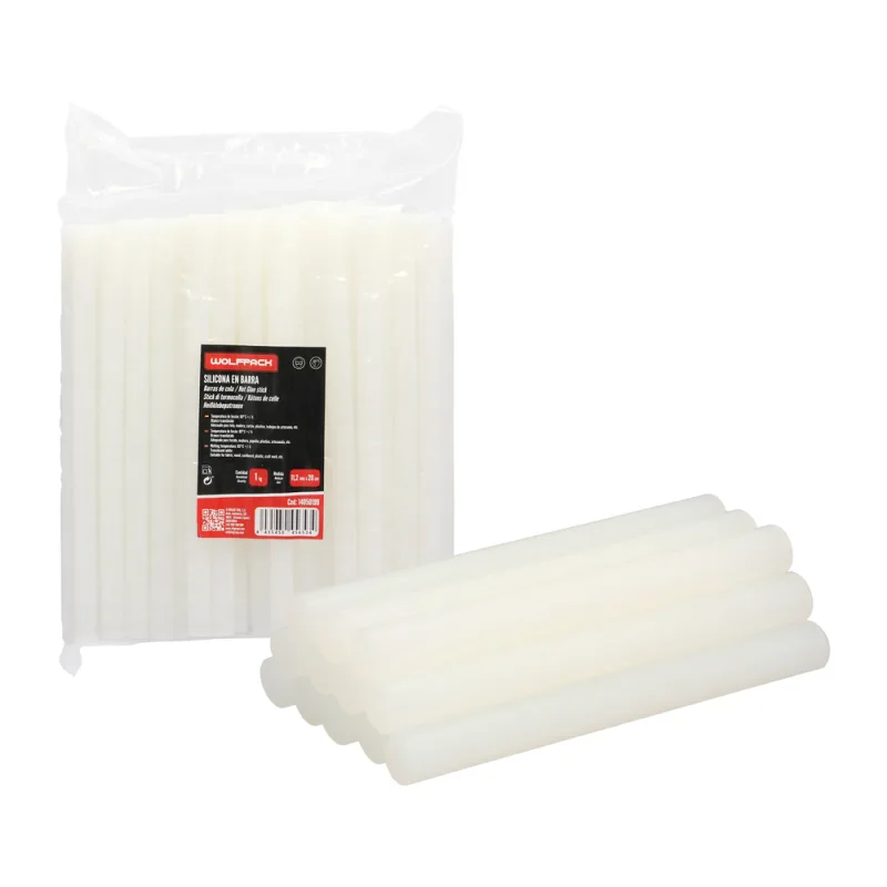 WOLFPACK LINEA PROFESIONAL Barras De Pegamento Caliente Ø 11,2 mm. bolsa De 1 Kg. Barras Silicona, Pegamento Pistola Termofusible, Silicona Pistola
