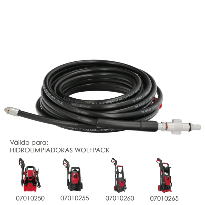 WOLFPACK LINEA PROFESIONAL Manguera Limpieza Tuberias Para Hidrolimpiadoras Wolfpack 10 metros