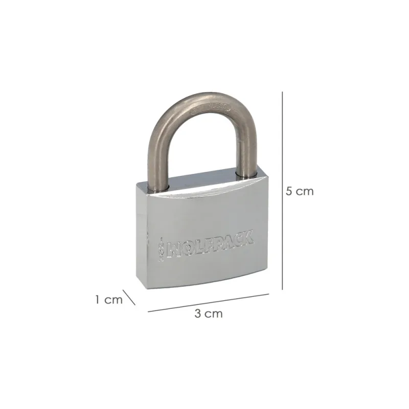 WOLFPACK LINEA PROFESIONAL 03101230 Candado Inoxidable Arco Normal 30mm, Multicolor
