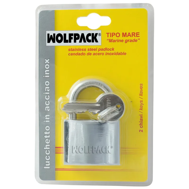 WOLFPACK LINEA PROFESIONAL Candado Inoxidable Arco Normal 50mm.