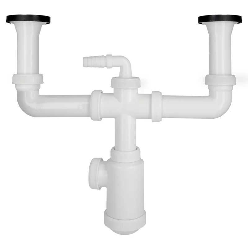 ABRISA Sifon Doble Con Valvula Extensible 1-1/2" Con Sumideros De Ø 70 mm. Sifon Fregadero Cocina, Sifon Evacuación