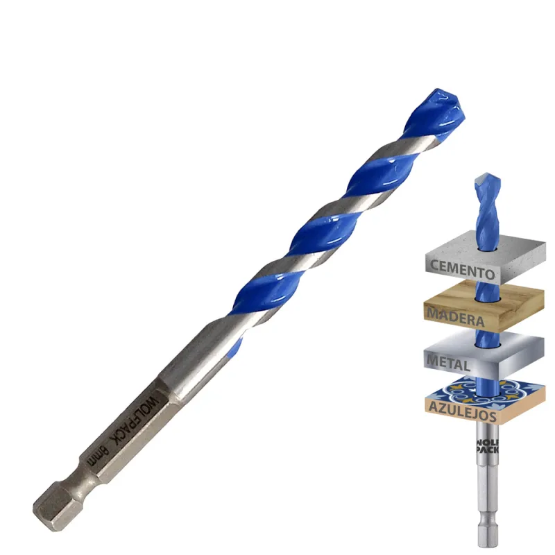 WOLFPACK LINEA PROFESIONAL Broca Universal Hexagonal Ø 8,0 mm. (Blister 1 Pieza) Broca Azulejos, Cerámica, Mármol, Hormigón, Metal, Madera, Plástico