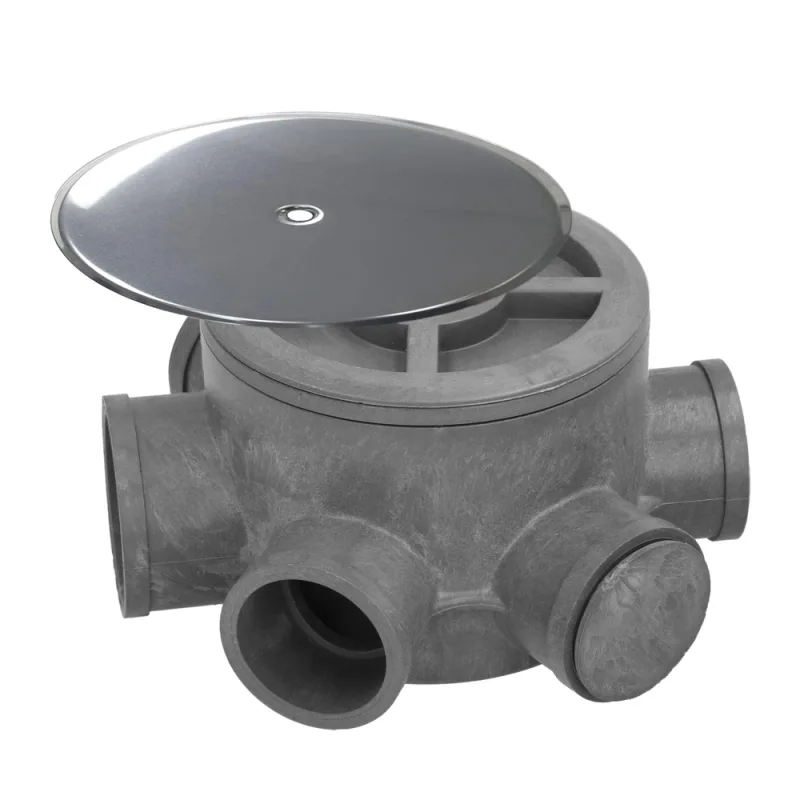 ABRISA Bote Sifónico PVC Tuberias Ø 110 mm. Salidas Ø 50 y 40 mm. Altura 90 mm.