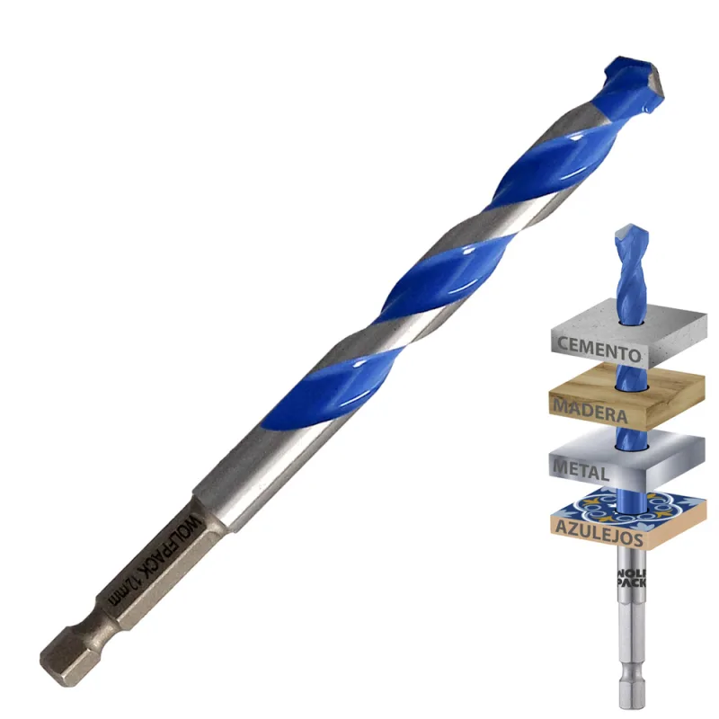 WOLFPACK LINEA PROFESIONAL Broca Universal Hexagonal Ø 12,0 mm. (Blister 1 Pieza) Broca Azulejos, Cerámica, Mármol, Hormigón, Metal, Madera, Plástico
