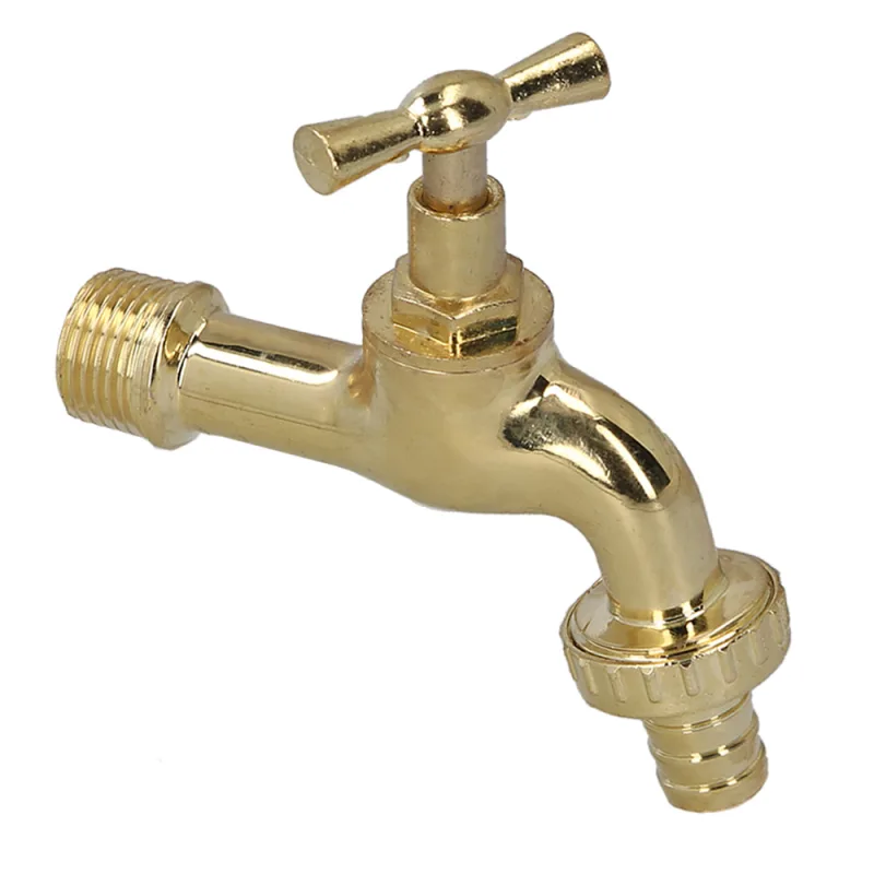 Grifo curvo latón pulido con racord 1/2 grifo jardin exterior
