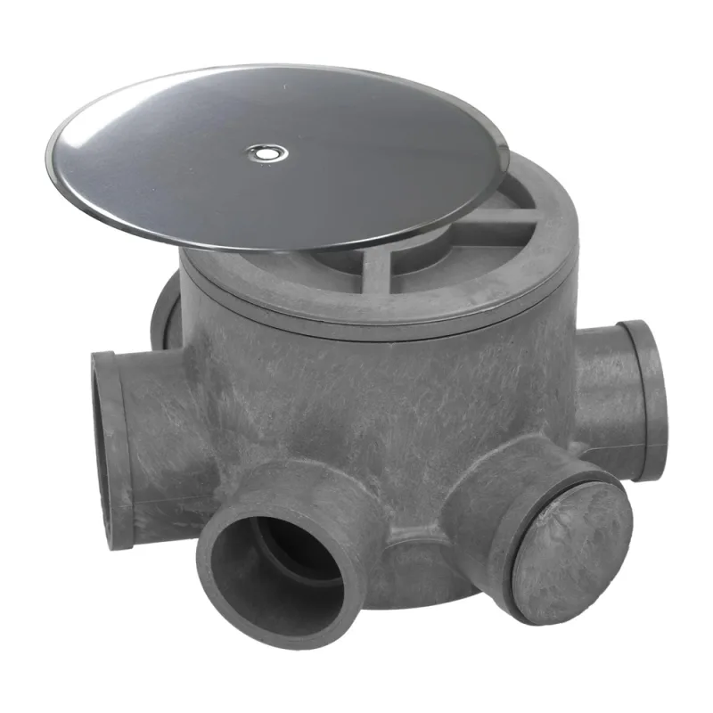 ABRISA Bote Sifónico PVC Tuberias Ø 110 mm. Salidas Ø 50 y 40 mm. Altura 105 mm.