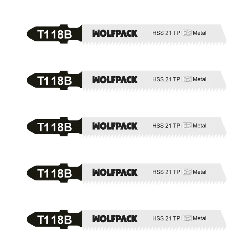WOLFPACK LINEA PROFESIONAL Hoja Sierra Calar Metal Grueso 5 Piezas HSS 21 TPI