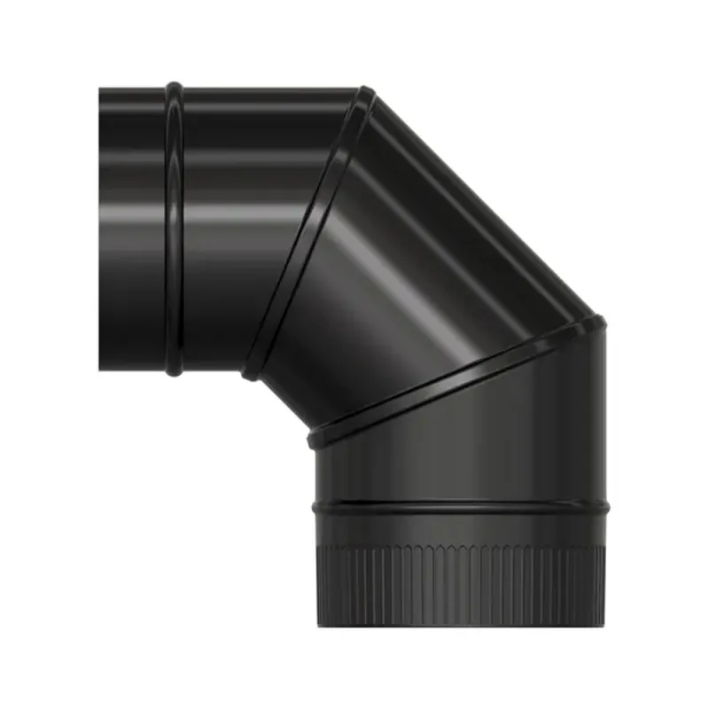Codo estufa liso vitrificado negro ø 175 mm. 90°