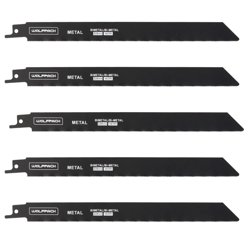 Hoja sierra sable para metales 228 mm. 18 tpi. 5 piezas. sierra hierro aluminio, cobre, plastico