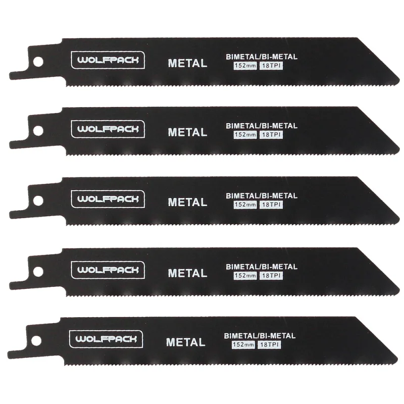 Hoja sierra sable para metales 152 mm. 18 tpi. 5 piezas. sierra hierro aluminio, cobre, plastico