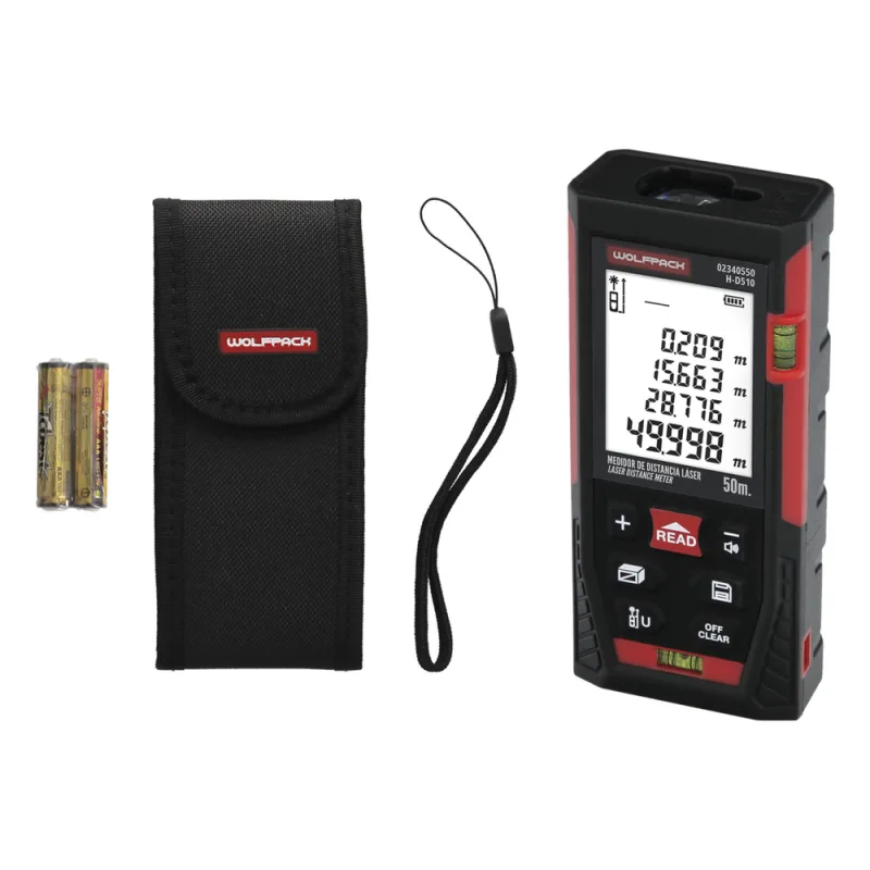 Medidor laser 10 funciones 50m funciona con 2 pilas aaa (no incluido)