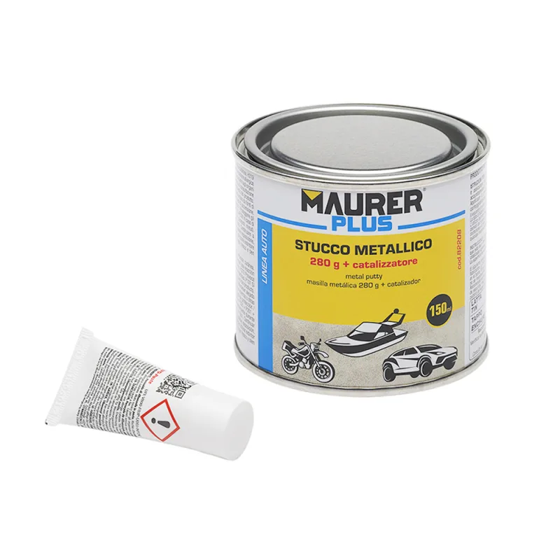 MAURER Masilla Reparadora Metales 325 Ml. Con Endurecedor. Masilla Metal, Masilla Reparacion Coches, Masilla Metalica.