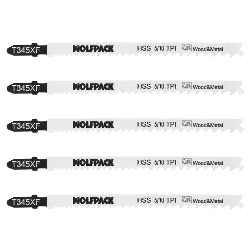 Hoja larga sierra calar para madera / metal / plástico corte medio/grueso 5 piezas. hoja cromo vanadio 58. vastago t universal.