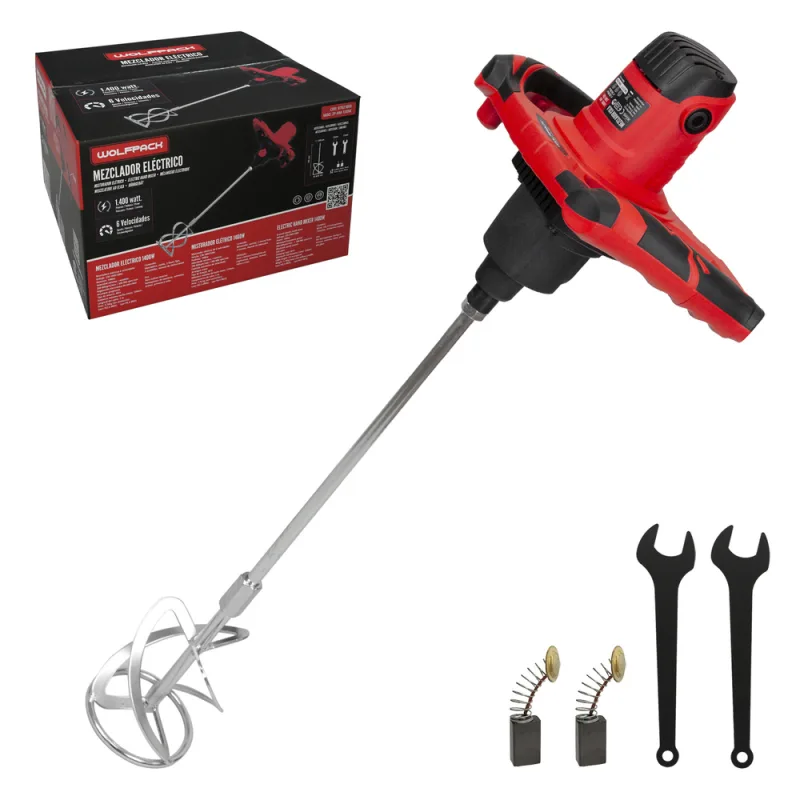 WOLFPACK LINEA PROFESIONAL Mezclador Eléctrico 1400 Watt 6 Velocidades Con Variador de Potencia