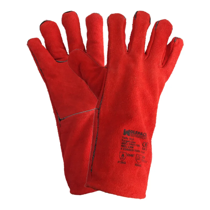 WOLFPACK LINEA PROFESIONAL Guantes Soldar Denso Rojo Largo