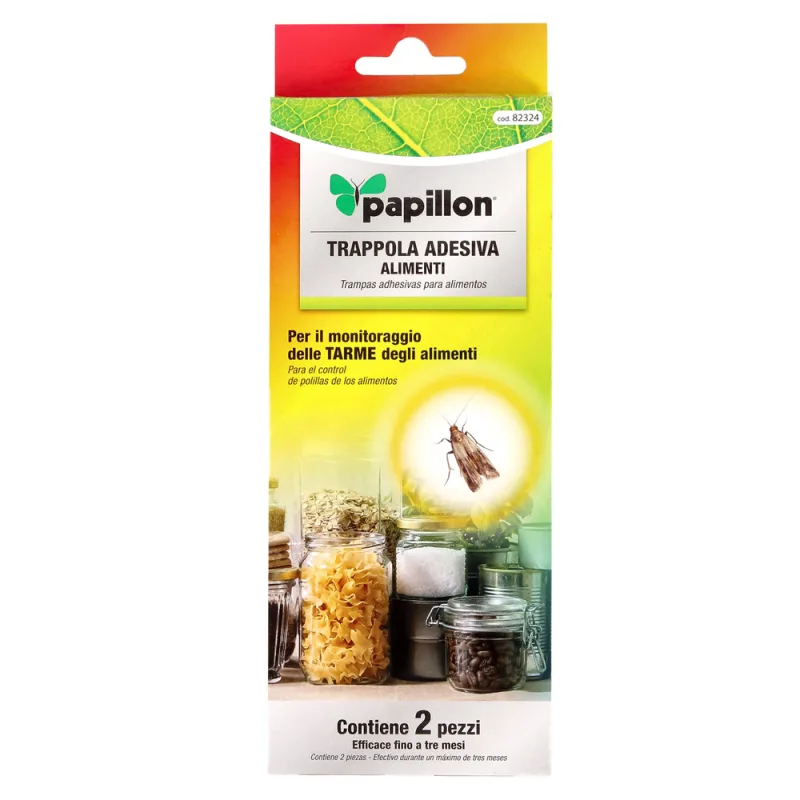 Vebi Vebicolla Trap Alimenti - Trampa Adhesiva con feromona para polillas de los Alimentos (Plodia, Ephestia) - Sin insecticidas, Inodoro y Limpio - Ideal para despensas, cocinas y almacenes