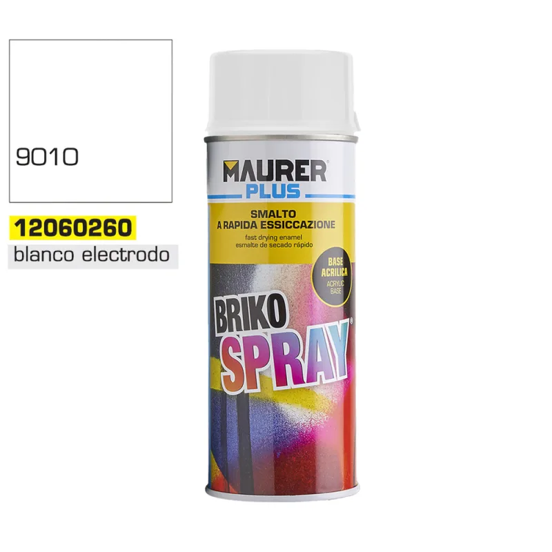 MAURER 086971 esmalte acrilato Briko, spray, blanco ELETTRO, 400 ml, pack de 6 unidades)