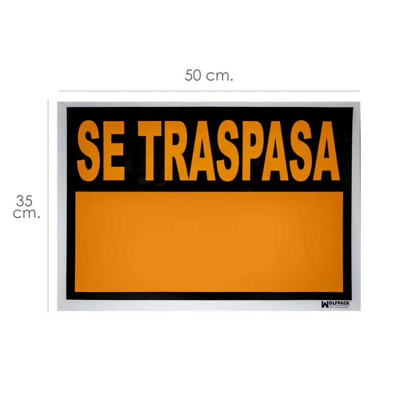 WOLFPACK LINEA PROFESIONAL Wolfpack 15056020 Cartel Se Traspasa 50x35 cm, Negro, talla única