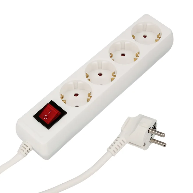 Base multiple 4 tomas con toma de tierra con interruptor