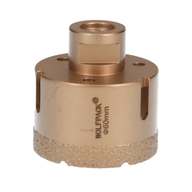 WOLFPACK LINEA PROFESIONAL - Corona Diamante Para Amoladora Ø 60 mm. Conexión Rosca M14. Corte Seco