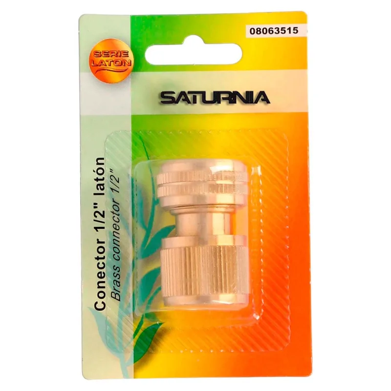 SATURNIA Conector Manguera Laton 1/2" Hembra, Adaptador Grifo, Conector Grifo A Conector Rapido