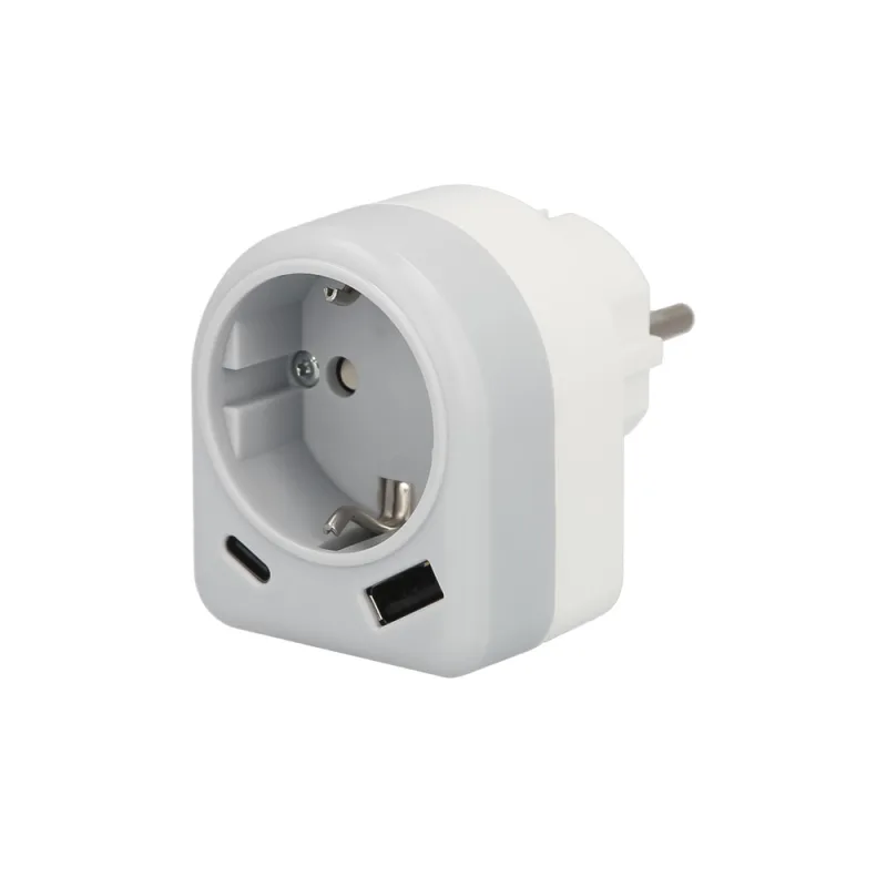 MAURER Enchufe/Adaptador Schuko Con 2 Tomas, USB A/C. Potencia Maxima 3680 W. Cargador Moviles, Cargador 2 Tomas, Adaptador Moviles