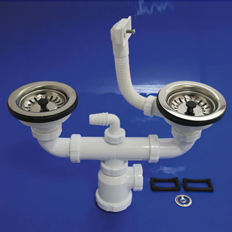 Sifon doble con rebosadero t-44cr 1 1/2 con válvula cesta