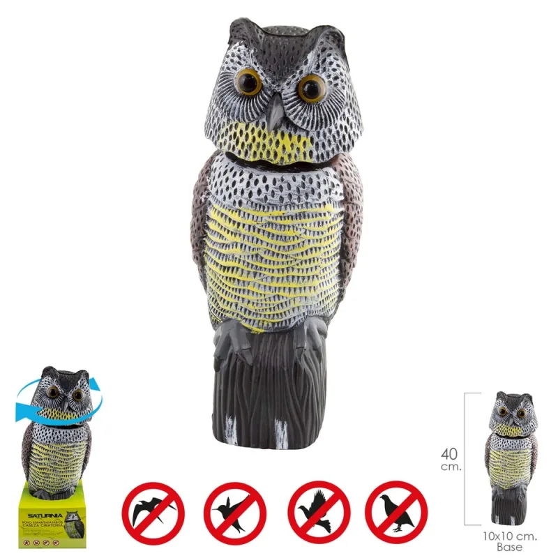 Buho Ahuyentador de Pajaros/Aves Con Cabeza Giratoria 40 cm.