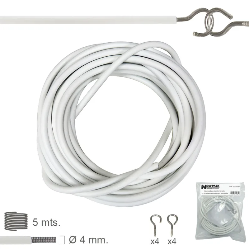 ORYX Gusanillo Espiral Visillo Forrado Kit de 5 Metros gusanillo y 8 Hembrillas