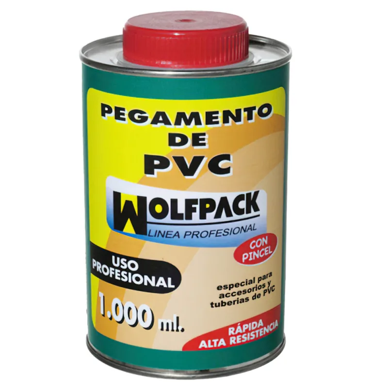 WOLFPACK LINEA PROFESIONAL - Pegamento Pvc Con Pincel 1000 ml.