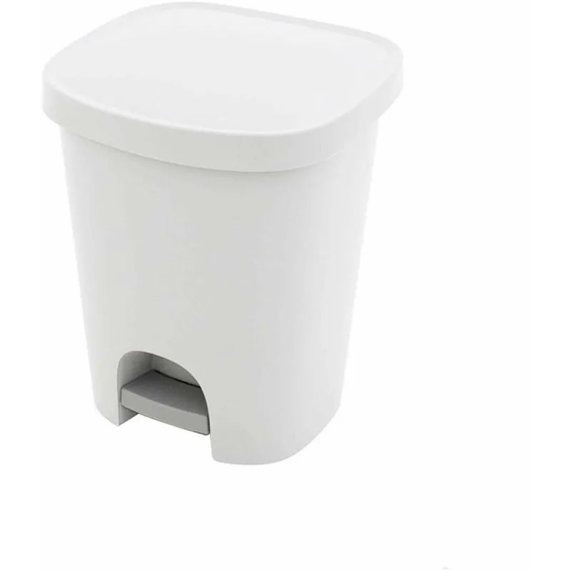 Cubo Basura Con Pedal 25 Litros Plastico Blanco