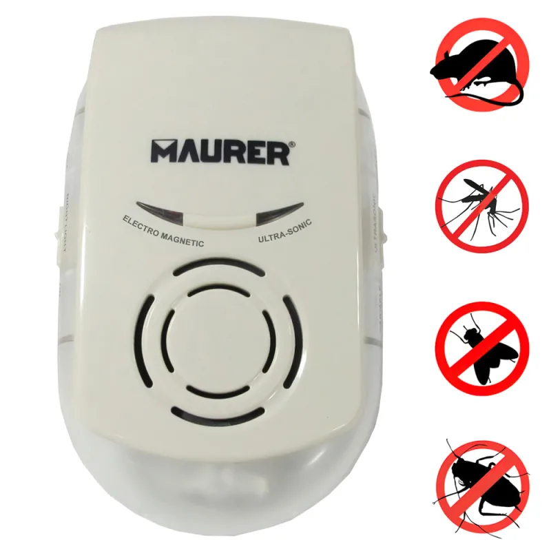MAURER - Ahuyentador Ultrasonidos y Electromagnético para Ratones E Insectos