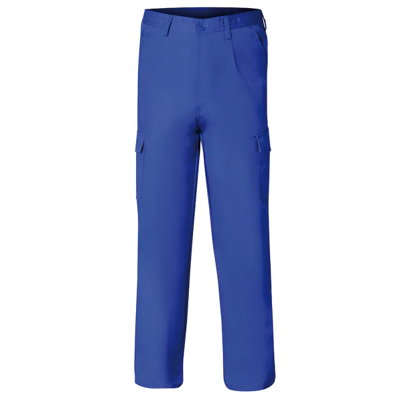 Pantalon de trabajo largo, color azul, multibolsillos, resistente, talla 54