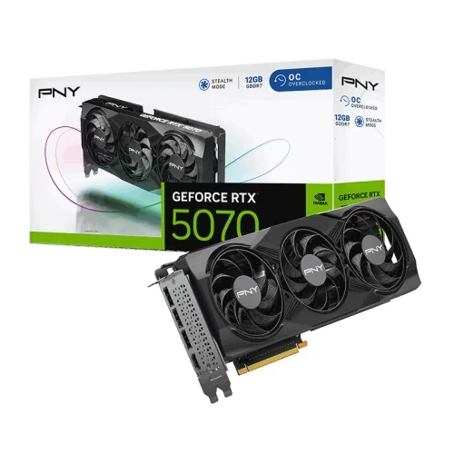 PNY GeForce RTX 5070 Overclocked Triple Fan - 12 GB GDDR7, HDMI, 3X DP