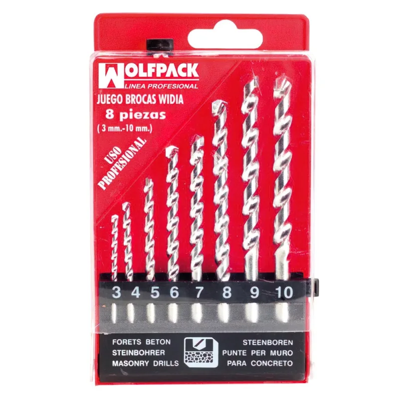 WOLFPACK LINEA PROFESIONAL 9060797 Estuche Brocas Widia Profesional Wolfpack 8 Piezas, Multicolor