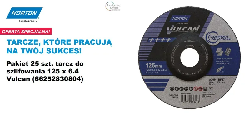 Norton tarcza do szlifowania vulcan 125mm x 6,4mm a30p do metalu /25szt.