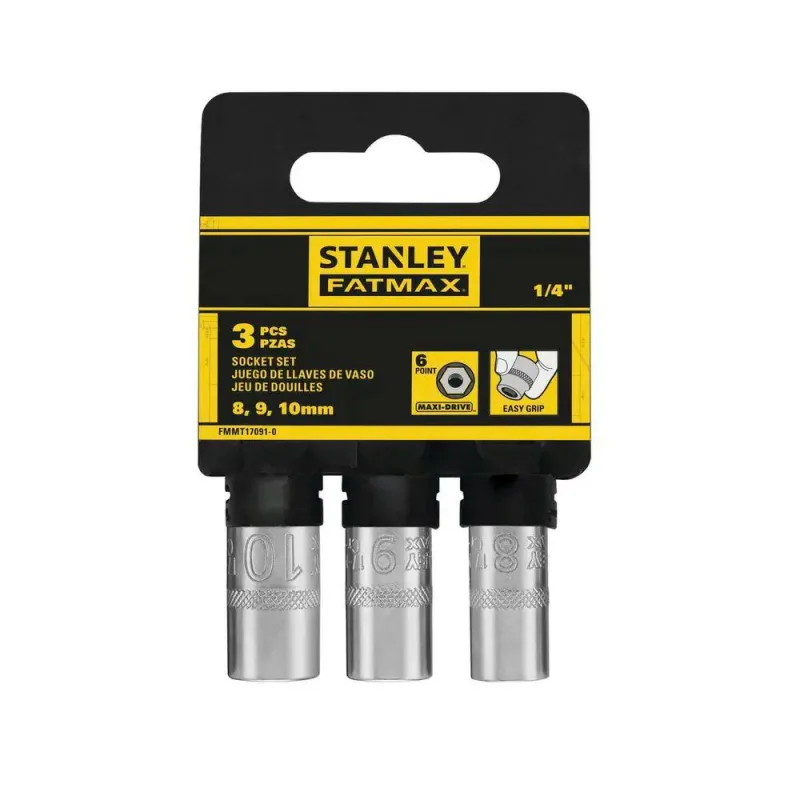 Stanley Conjunto de Adaptadores 1/4 FatMax, set de 3 adaptadores (8 mm, 9 mm, 10 mm), duradero y preciso, ideal para reparación y mantenimiento general
