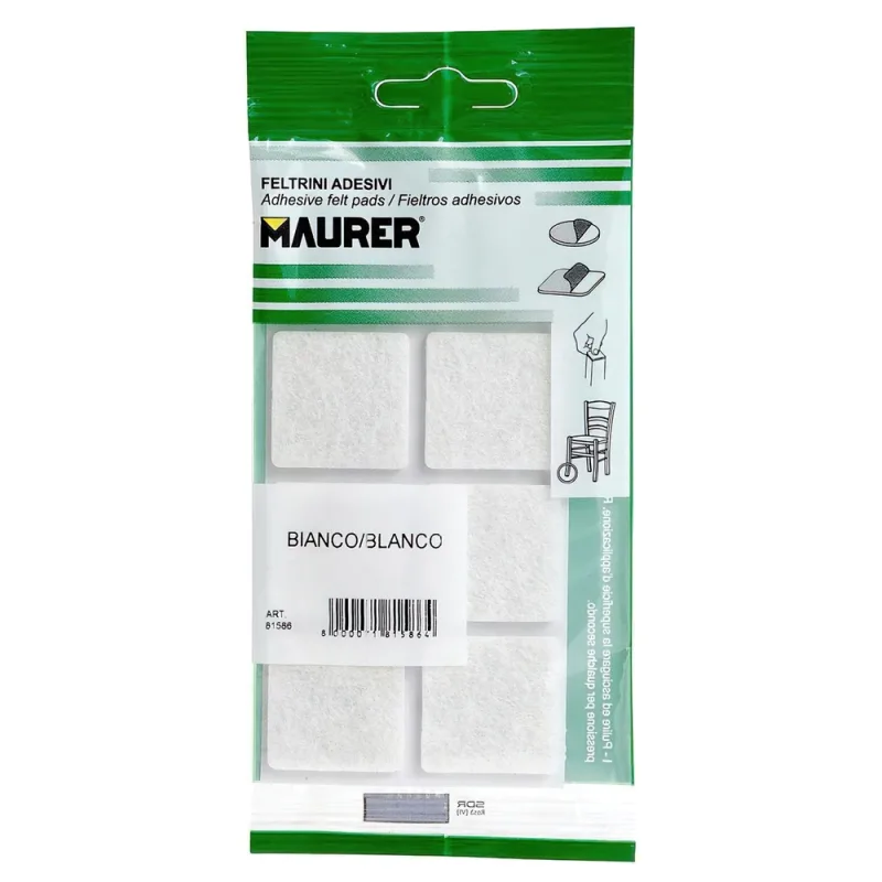 MAURER 14060855 Fieltro Adhesivo 30x30mm (Bl. 6p) blanco