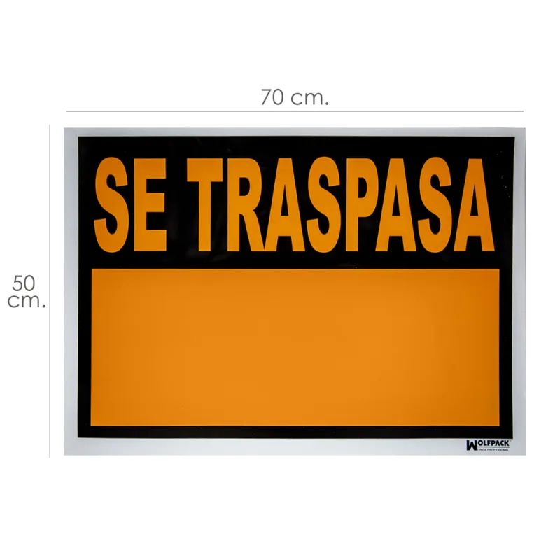 WOLFPACK LINEA PROFESIONAL Wolfpack 15056025 Cartel Se Traspasa 70 x 50 cm, Negro, talla única