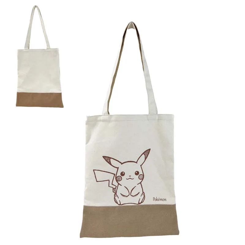 CyP Brands- Pokémon, Bolsa, Bolsa de lona, Canvas Shopper, Color Beige, Producto Oficial