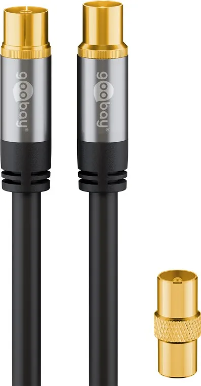 GOOBAY Cable de antena de TV negro (135 dB, 4 apantallados, conector coaxial hembra (3,0 m)