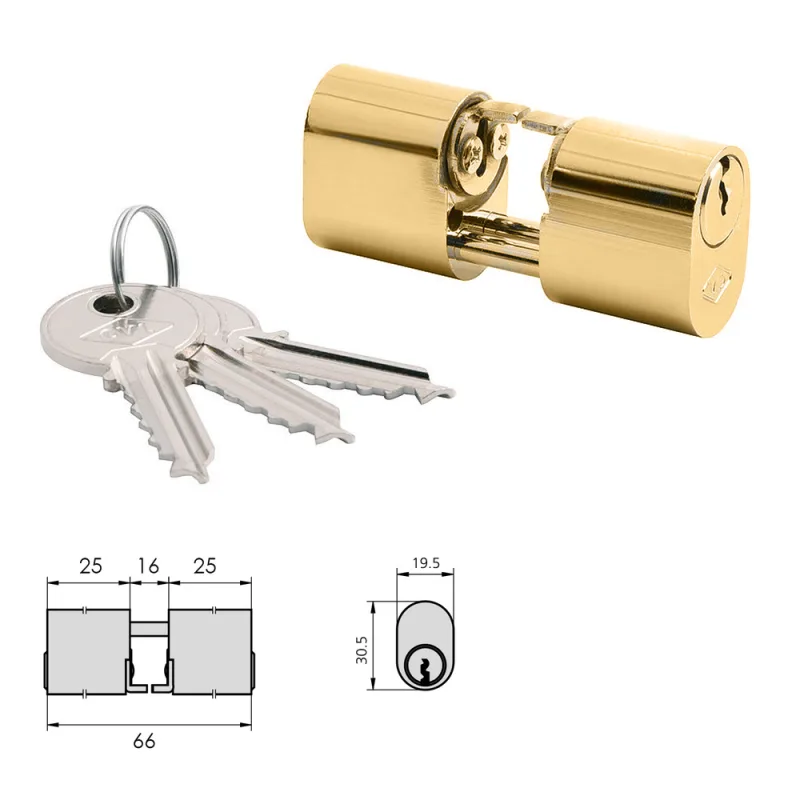 Cilindro cvl 5968 / 25x25 / laton pulido ovalado levas y vastagos cilindro doble