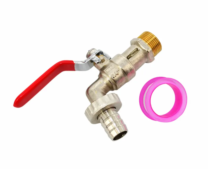 Awtools kran ogrodowy mosiądz niklowany 3/4" gwint zewnętrzny 1"