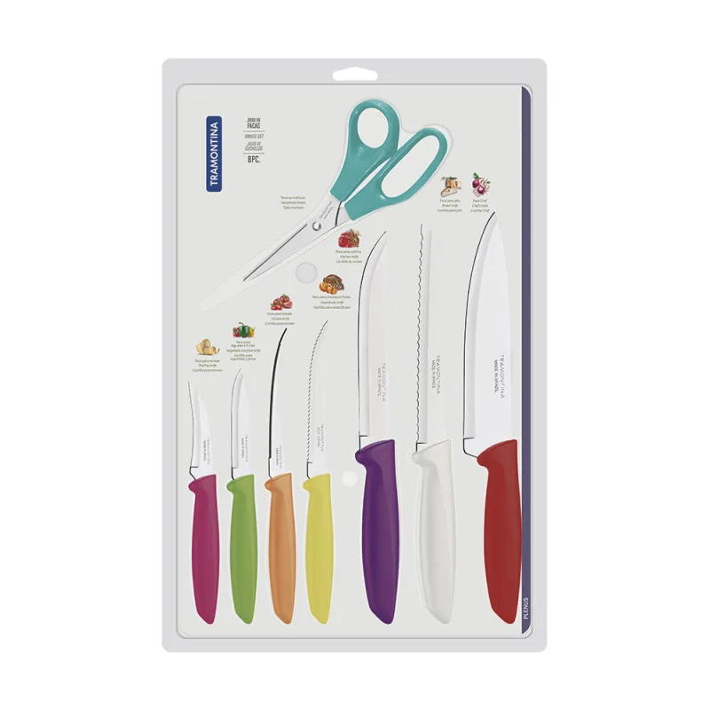Tramontina - Juego de Cuchillos Plenus, Incluye Tijeras, 8 Piezas