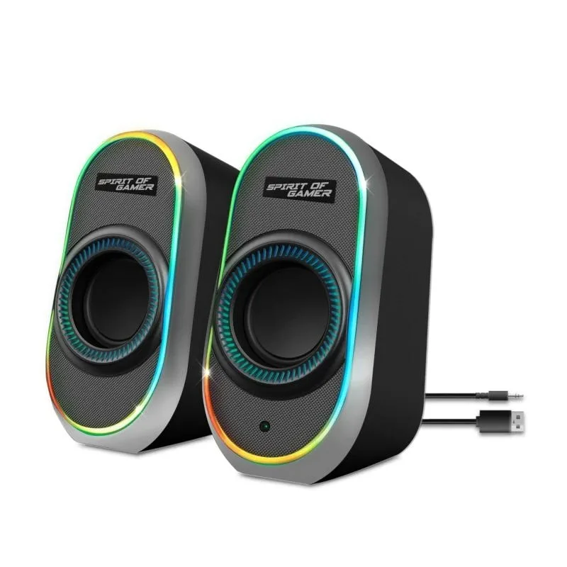Fanatic 500: Speakers Gaming 2.0 PC/Mac: Sonido rico y potente/conector jack de 3,5 mm + USB/mando a distancia incorporado/retroiluminación RGB/compatible con Bluetooth 5.1 / Tamaño compacto (negro)