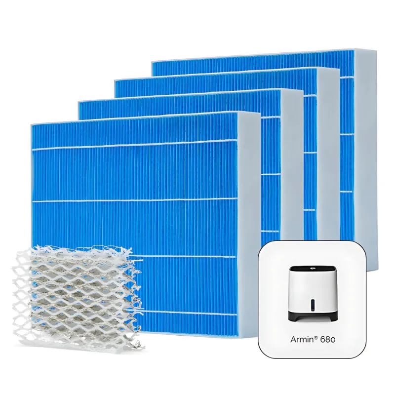 Meaco Armin® Pack 4x Almohadillas de Evaporación & Silvertex® para Armin 680ml - Compatible con humidificadores, sin cal, antimicrobiano, larga duración